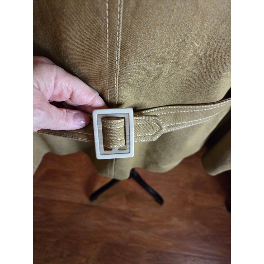 Vtg Kasper Woman Khaki Tan Contrast Stitch Blazer Jacket Plus Size 24W Tailored - Picture 9 of 15